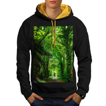 Wellcoda Green Forest Road Mens Contrast Hoodie, Venice Casual Jumper - £31.19 GBP