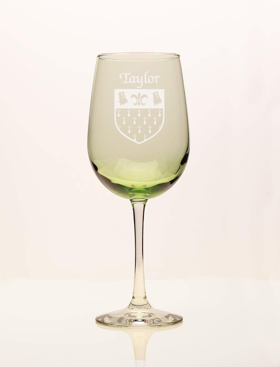 Taylor Irish Coat of Arms Green Wine Glass - $66.64