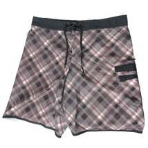 Tony Hawk Mens Swim Trunks Size Large Gray Red White Plaid Summer Beach ... - €15,56 EUR