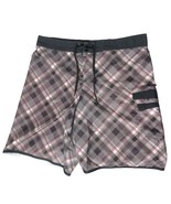Tony Hawk Mens Swim Trunks Size Large Gray Red White Plaid Summer Beach ... - €15,56 EUR