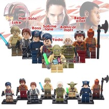 8pcs/set Star Wars Movies Luke Han Solo Master Yoda Ross Rebel Pilot Minifigures - £12.68 GBP