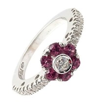 Authentic! Pasquale Bruni 18k White Gold Diamond Pink Sapphire Flower Ring - £1,927.94 GBP