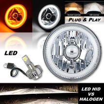 5-3/4&quot; Switchback White DRL Halo Amber Turn Signal Angel Eye LED Headlight EACH - £78.72 GBP