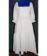 Floral Embroidered Smocked Square Neck Maxi Dress 3/4 Puff Sleeve Boho S... - €21,52 EUR