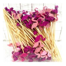 200 Pcs Flamingo Party Bamboo Disposable Dessert Picks Fruit Sticks Bar Bamboo S - £27.89 GBP