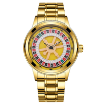 Russian Roulette Rotating  Watch Luxury  Steel Strap Unique Golden  Quar... - $28.99