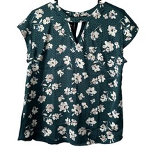 Fortune + Ivy Blouse Medium Green White Floral Polyester Spandex Rayon S... - £8.52 GBP