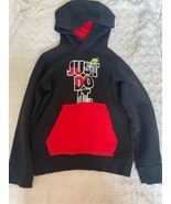 Nike Youth Kids Just Do It Black Red Pullover Hoodie Sweater Size Small - $455.99 MXN