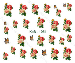 Nail Art Water Transfer Stickers Decal Pretty Flowers &amp; Butterflies KoB-1051 - £2.36 GBP