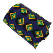 Fossil Men&#39;s Printed Silk Tie Abstract Pattern Electric Navy - £19.18 GBP