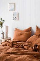 Cinnamon Color Washed Cotton Duvet Cover with 2 Pillow Cover- Duvet Cover with B - £27.31 GBP+