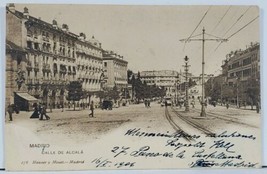 MADRID Calle de Alcala Street Scene c1906 to Paris Postcard L6 - £19.62 GBP