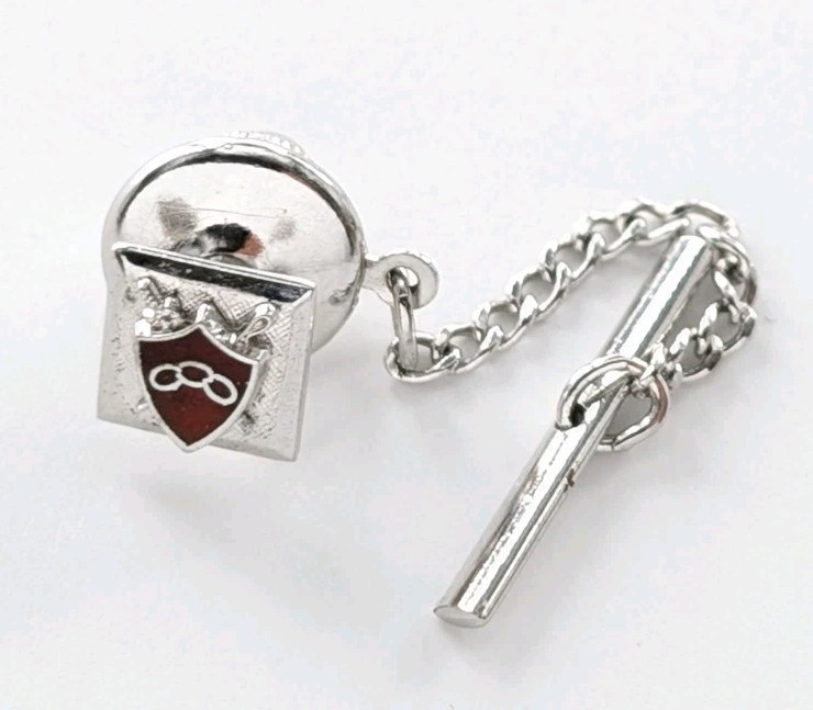 Anson Three Linked Chains Shield Crossed Swords Sterling Red Enamel Pin ...