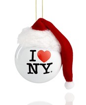 Kurt Adler InchI Love Ny Ball with Santa Hat Christmas Ornament Color White - £12.47 GBP