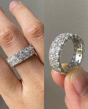 2Ct Round Moissanite Full Eternity Wedding Band Ring 14k White Gold Plated - £101.33 GBP