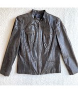 Alfani Genuine Leather Jacket Womens M Brown Snakeskin Print Fully Lined... - £29.97 GBP