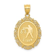 14K Yellow Gold Libra Zodiac Oval Pendant - $235.99