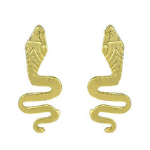 Shimmering Cobra Snake Gold-Plated Sterling Silver Stud Earrings - £10.09 GBP