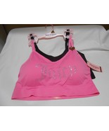 NEW Sz 2X Juicy Couture Intimates 2 Pk Rhinestone Sports Bras w/ Removab... - $24.74