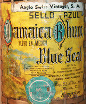 Jamaica Rhum Blue Seal Empty Wicker Wrapped Bottle 14.5&quot; Anglo Swiss Vin... - £36.99 GBP