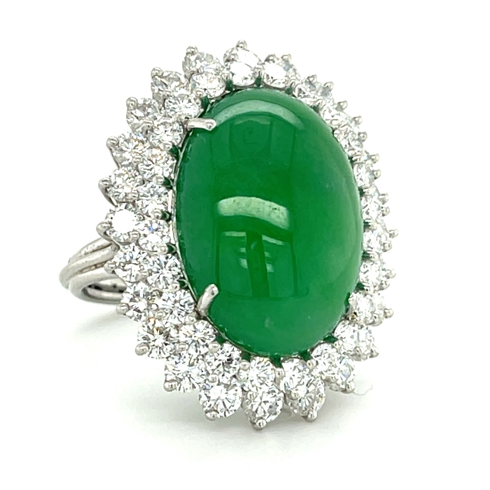 Natural Jadeite Jade, Diamond, and White Gold Ring Total Carat Weight: 19.85 ct Item image 4