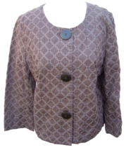 J. JILL Textured Jacket Blazer Brown Lightweight Mod Geometric Boho M Vtg Y2K - £22.17 GBP