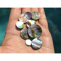 Paua Natural Abalone Shell Rounds Set of 9 Pieces Cabochon Gemstones for Jewelry - £12.50 GBP