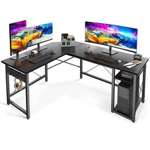 L Shaped Computer Desk 59" With Storage Shelves, Corner Gaming Desk, Sturdy Writ - £173.05 GBP