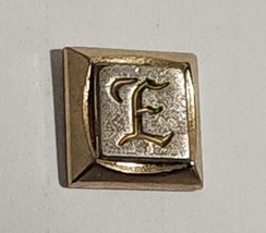 Vintage HICKOK USA 2 Tone Tie Tack / Tie Pin Initial &quot;E&quot;  Square Gold Silver - £6.05 GBP