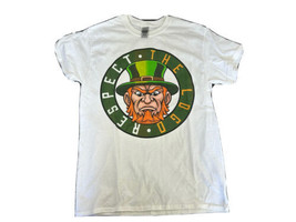 St Patrick’s Day Respect The Logo Leprechaun Unisex White T-Shirt Sz M - $193.33 MXN