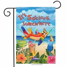 its 5 O&#39;Clock Somewhere Parrott Beach Drinks Outdoor Garden Flag 12.5&quot; x 18&quot; NEW - £18.77 GBP