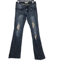 Vintage 2.1 Denim Low Rise Bootcut Jeans Y2K Distressed Dark Wash Size 27 - $34.99