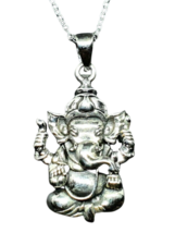 Ganesh Pendant 925 Sterling Silver Elephant Ganesha Hindu Chain Jewellery &amp; Box - £42.19 GBP