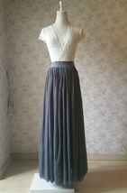 Dark Gray Tulle Maxi Skirt Wedding High Waisted Plus Size Bridesmaid Skirt image 1