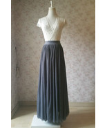 Dark Gray Tulle Maxi Skirt Wedding High Waisted Plus Size Bridesmaid Skirt - $55.99