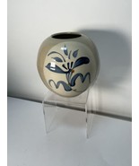 Beautiful Hand Turned Japanese Vase with Blue Flower Design Signed by Maker - £11.79 GBP