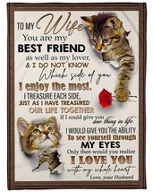 Funny Couple Cat Blanket Gift For Wife From Husband Fleece Sherpa Blanket - £28.78 GBP+