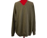 GIASONE 100% 2-ply Cashmere Mens XL V-Neck Green Sweater Long Sleeve EUC - £23.19 GBP