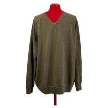 GIASONE 100% 2-ply Cashmere Mens XL V-Neck Green Sweater Long Sleeve EUC - £23.19 GBP