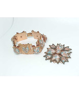 COPPER JEWELRY ART Bracelet and Pendant SET - Multicolor Stones - 7 inches long - $225.00