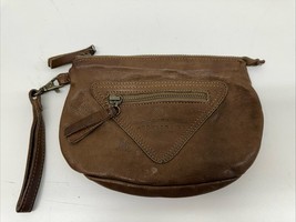 ZARA Brown Faux Leather Wristlet Clutch Purse Double Zipper - $19.75