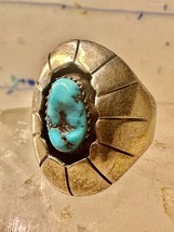 Turquoise ring Navajo Size 10.50 Shadow Box Sterling Silver women men - £140.86 GBP