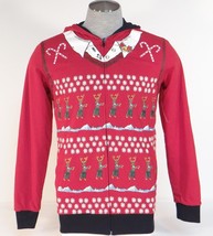Quiksilver Reversible Torqued Christmas Hula Reindeer Hoodie Red Black Men&#39;s NWT - £71.93 GBP