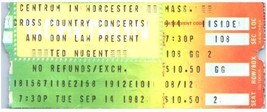 Ted Nugent Ticket Stub September 14 1982 Worcester Massachusetts - £18.73 GBP