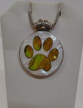 Samuel B Sterling Silver 9.25 Reversible Paw Print Necklace MOP &amp; Abalone 20&quot; - £96.98 GBP