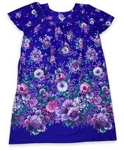 Vtg Granada Loungewear Floral Daisies Blue/Purple Nightgown Housecoat US... - $23.27