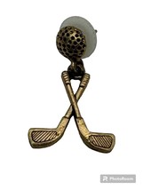 Golf Club Lapel Pin Sports Brooch Gold Tone Golf Ball Badge Earring - £7.31 GBP