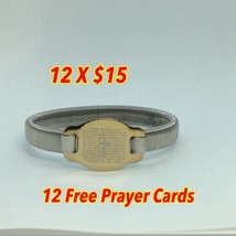 Men&#39;s Spanish Lord’s Prayer bracelet stainless steel stretch Christian l... - £11.73 GBP