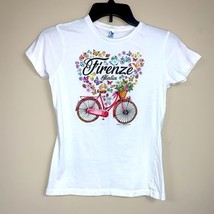 Italian Bicycle Floral Graphic Tee Shirt Women’s Small Shirt Top T-Shirt Italy - £25.47 GBP