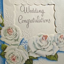 Vintage 1958 Wedding Message Congratulations God Bless Greeting Card Ros... - £7.86 GBP